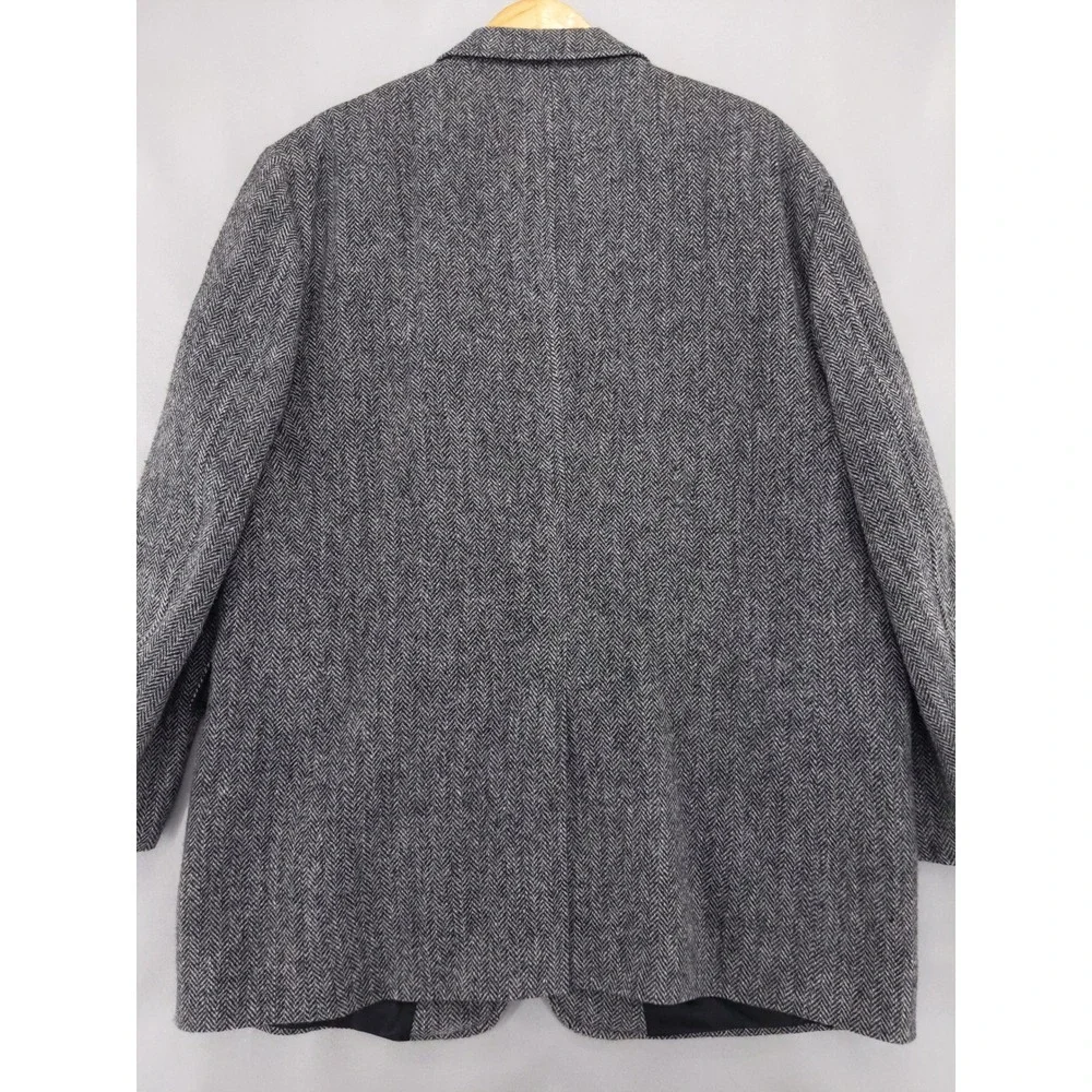 Jos A Bank Blazer Mens 48 Long Grey Harris Tweed Wool Herringbone Sport Coat
